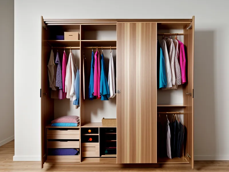 Ein Kleiderschrank mit vielen bunten Etiketten als Metapher für Tag-basiertes E-Mail-Marketing.