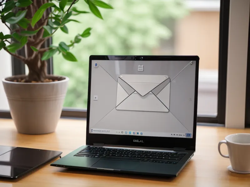Nahaufnahme einer deutschen E-Mail-Automations-Software auf einem Laptop-Bildschirm.