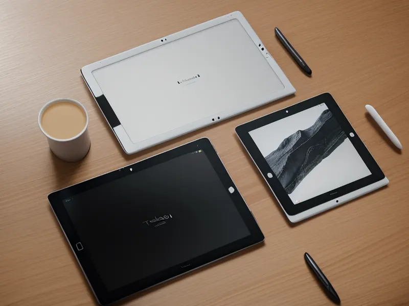 Vergleich verschiedener Marketing-Tools auf Tablets auf einem aufgeräumten Schreibtisch.