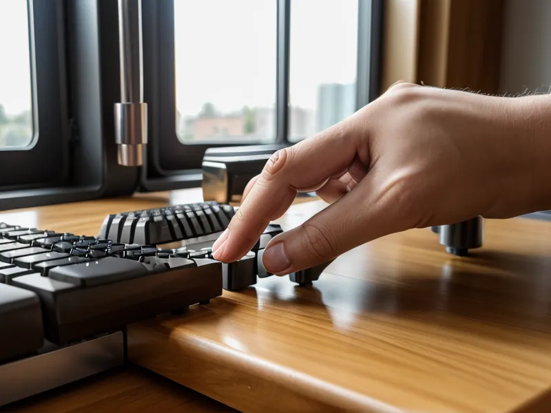 Hände beim Tippen auf einer Tastatur, entspannte Arbeitsatmosphäre.