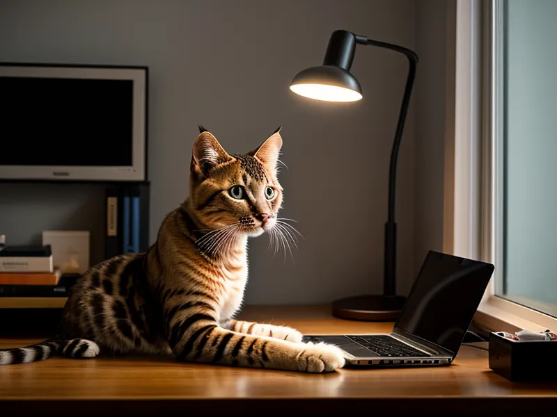 Ein Solopreneur arbeitet konzentriert am Laptop im abendlichen Home-Office